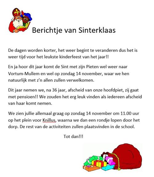 Berichtje van sinterklaas